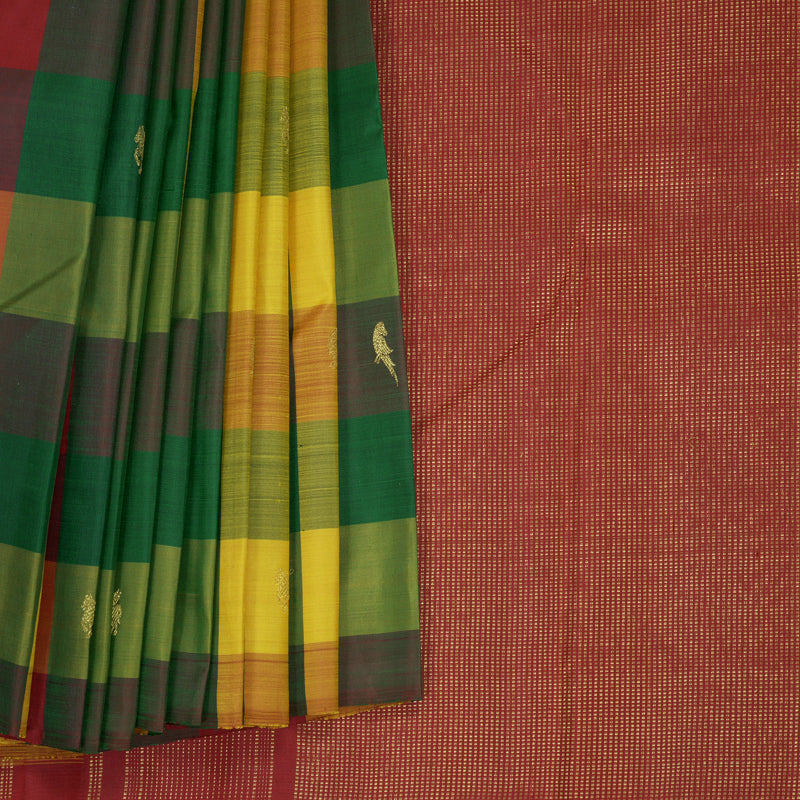 Hayagrivas Handloom Multicolour Checks Kanjivaram Silk Saree KBF832H2-1
