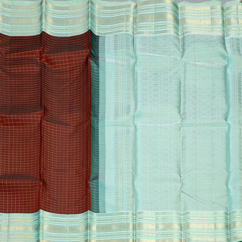 Hayagrivas Handloom Dark Maroon Kanjivaram Silk Saree with Powder Blue Border KBF832H4-1