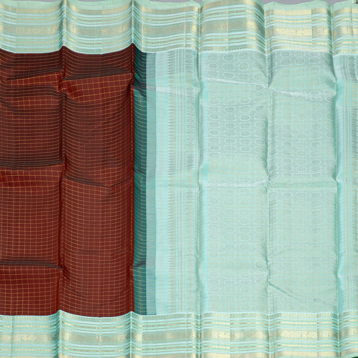 Hayagrivas Handloom Dark Maroon Kanjivaram Silk Saree with Powder Blue Border KBF832H4-1
