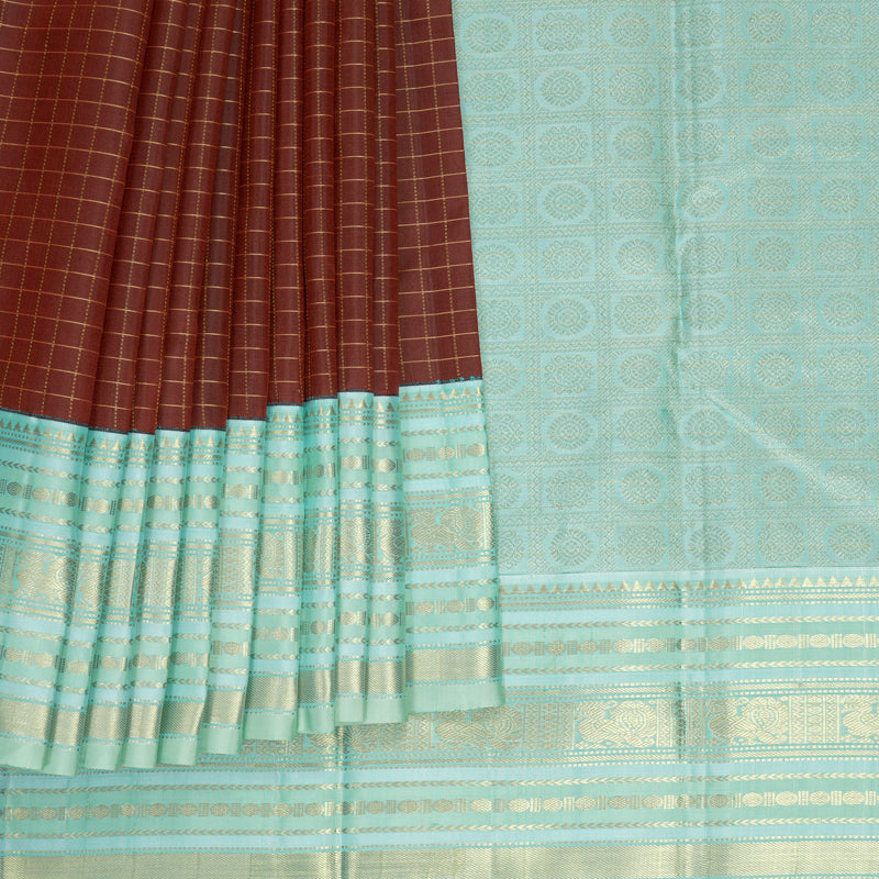 Hayagrivas Handloom Dark Maroon Kanjivaram Silk Saree with Powder Blue Border KBF832H4-1