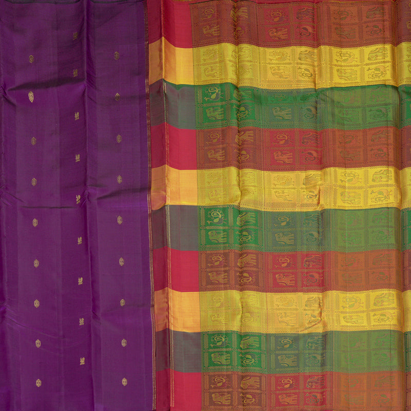 Hayagrivas Handloom Purple Kanjivaram Silk Saree KBF832H8-1