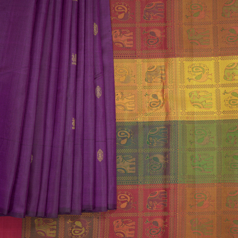 Hayagrivas Handloom Purple Kanjivaram Silk Saree KBF832H8-1