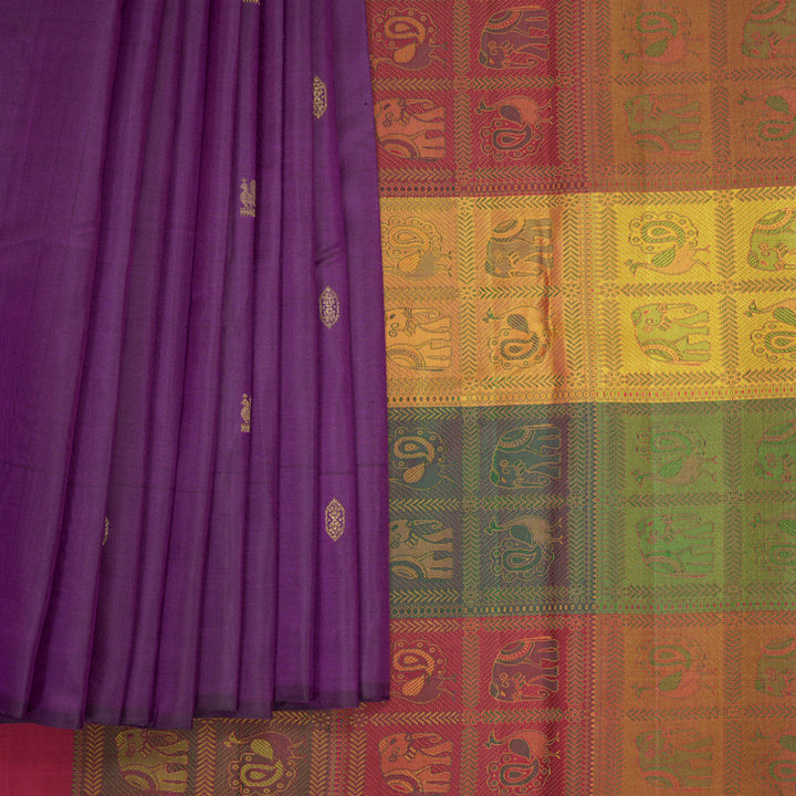 Hayagrivas Handloom Purple Kanjivaram Silk Saree KBF832H8-1