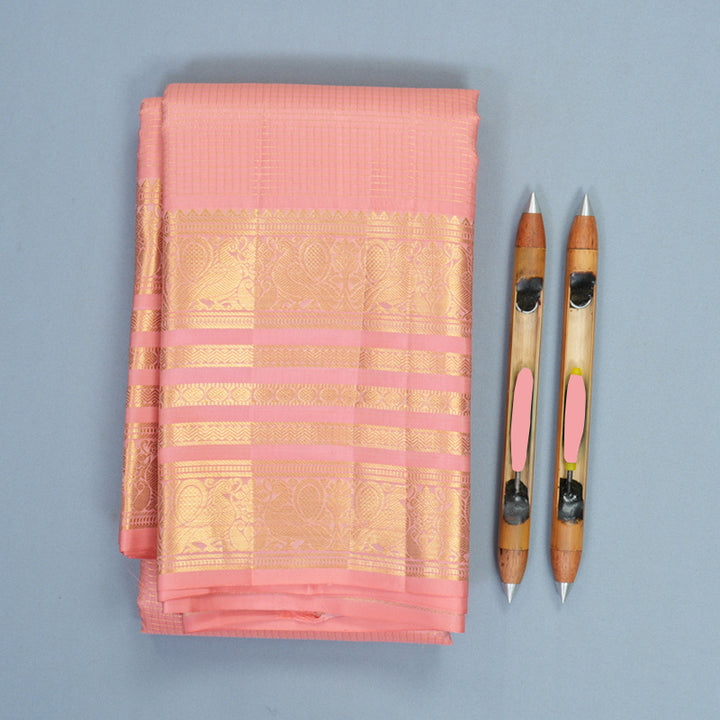 Hayagrivas Handloom Peach Pink Kanjivaram Silk Saree KBF834H1-20