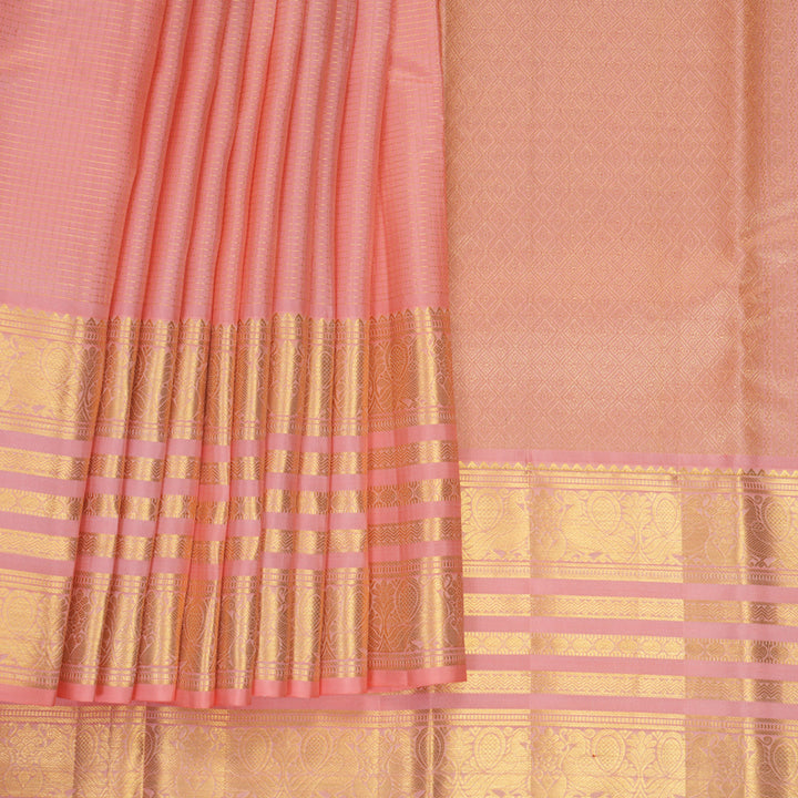 Hayagrivas Handloom Peach Pink Kanjivaram Silk Saree KBF834H1-20