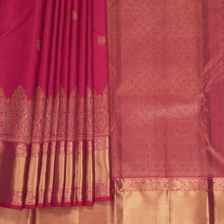 Hayagrivas Handloom Pink Kanjivaram Silk Saree KBF835H1-1