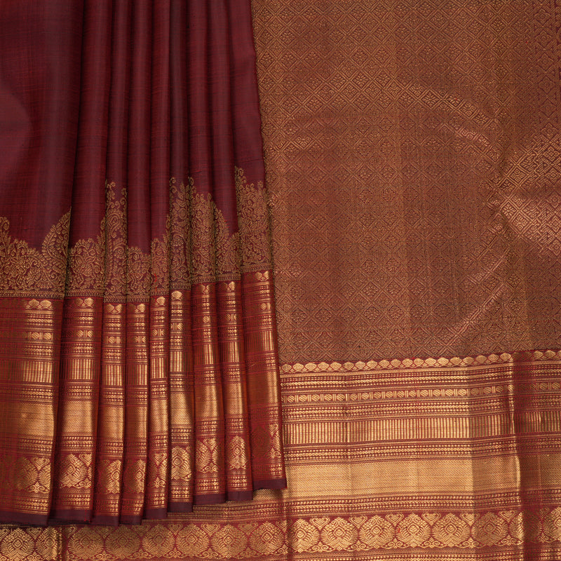 Hayagrivas Handloom Maroon Kanjivaram Silk Saree KBF835H1-2
