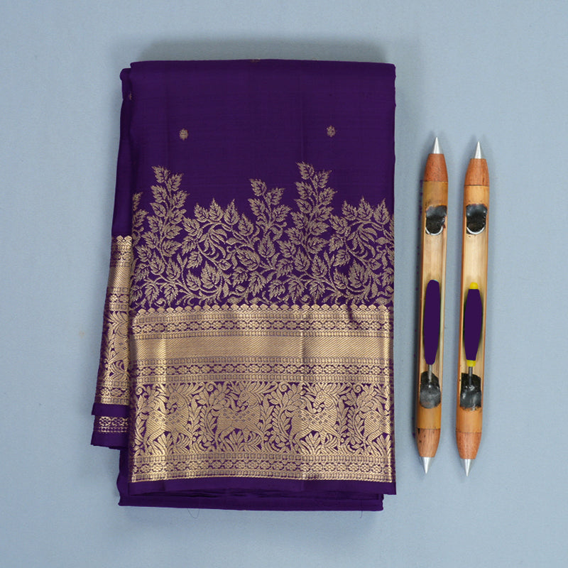Hayagrivas Handloom Purple Kanjivaram Silk Saree KBF835H1-3