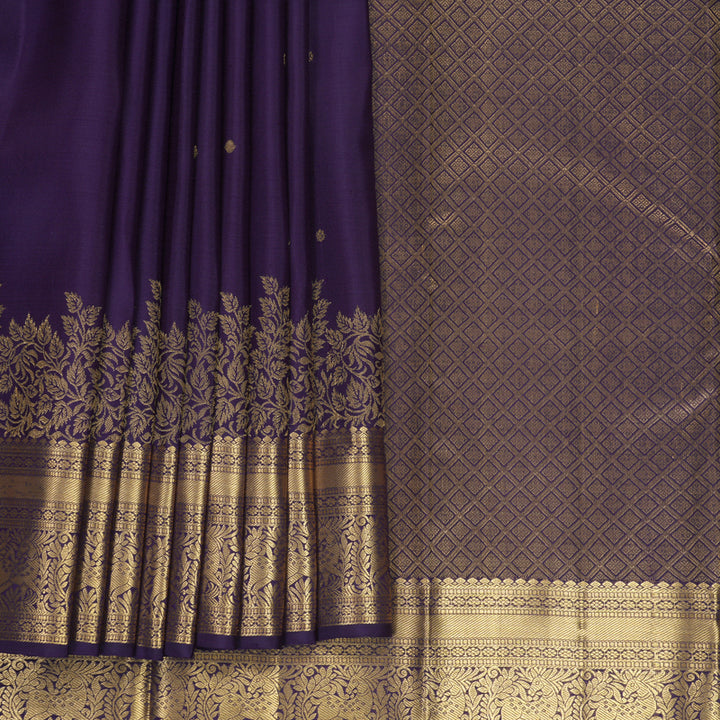 Hayagrivas Handloom Purple Kanjivaram Silk Saree KBF835H1-3