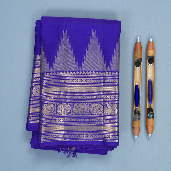 Hayagrivas Handloom MS Blue Kanjivaram Silk Saree KBF835H1-6