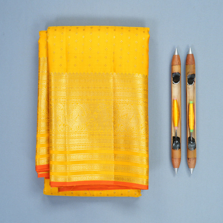 Hayagrivas Handloom Yellow Kanjivaram Silk Saree KBF835H10-1