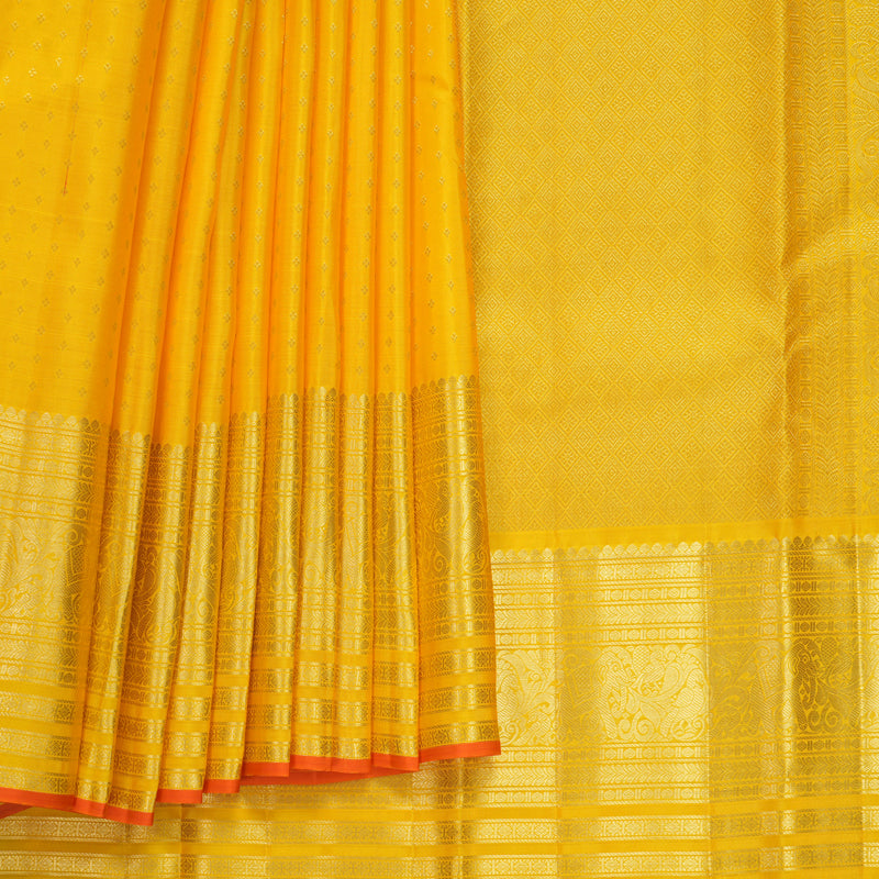 Hayagrivas Handloom Yellow Kanjivaram Silk Saree KBF835H10-1