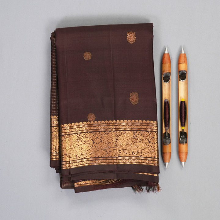 Hayagrivas Handloom Coffee Brown Kanjivaram Silk Saree KBF835H12-1