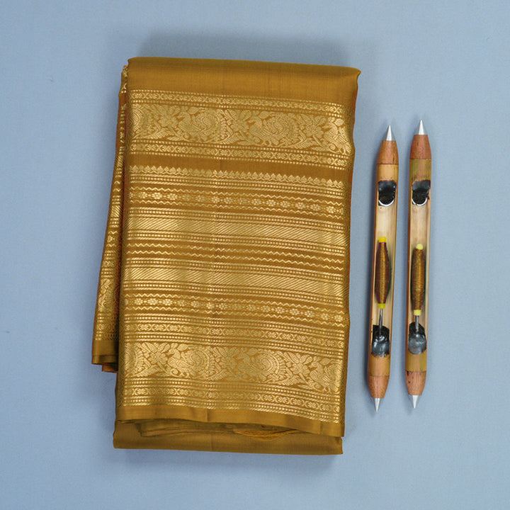 Hayagrivas Handloom Honey Mustard Kanjivaram Silk Saree KBF835H15-1