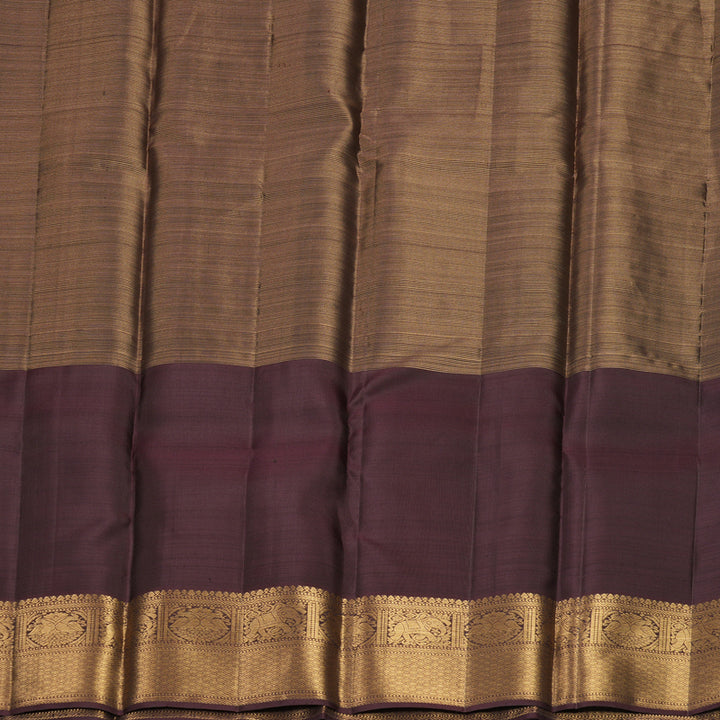 Hayagrivas Handloom Sea Green Kanjivaram Silk Saree with Coffee Brown Border KBF835H18-2