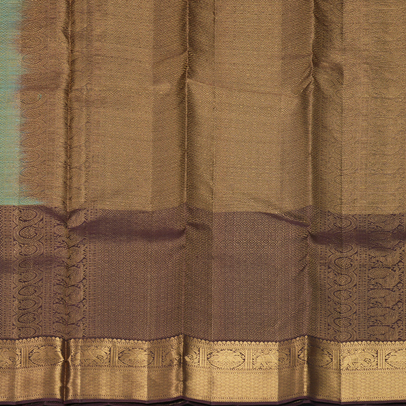 Hayagrivas Handloom Sea Green Kanjivaram Silk Saree with Coffee Brown Border KBF835H18-2