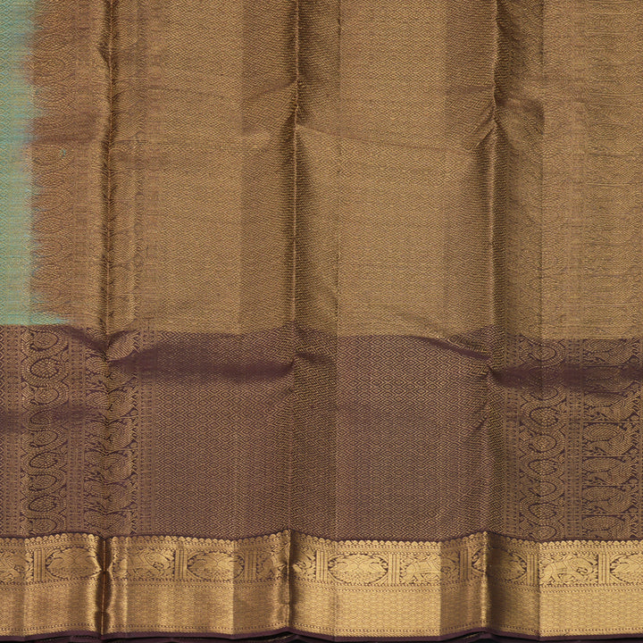 Hayagrivas Handloom Sea Green Kanjivaram Silk Saree with Coffee Brown Border KBF835H18-2