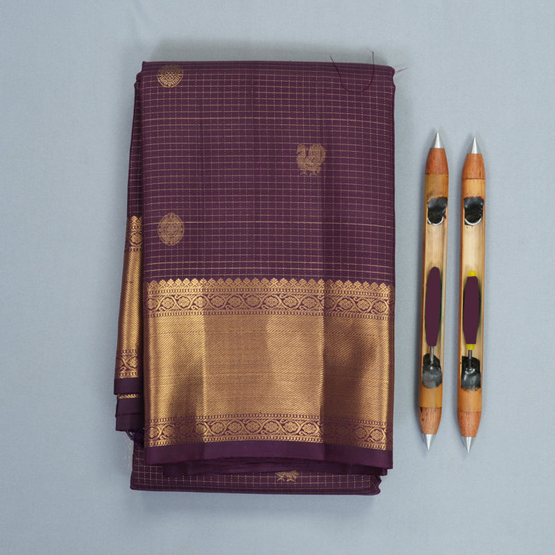 Hayagrivas Handloom Dark Purple Kanjivaram Silk Saree KBF835H2-2