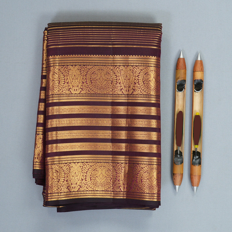 Hayagrivas Handloom Wine Purple Kanjivaram Silk Saree KBF835H20-1