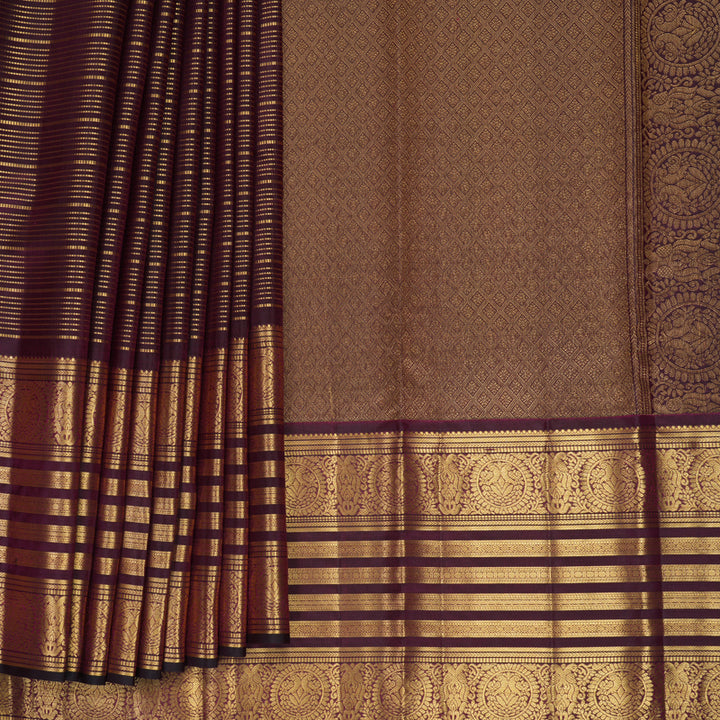 Hayagrivas Handloom Wine Purple Kanjivaram Silk Saree KBF835H20-1