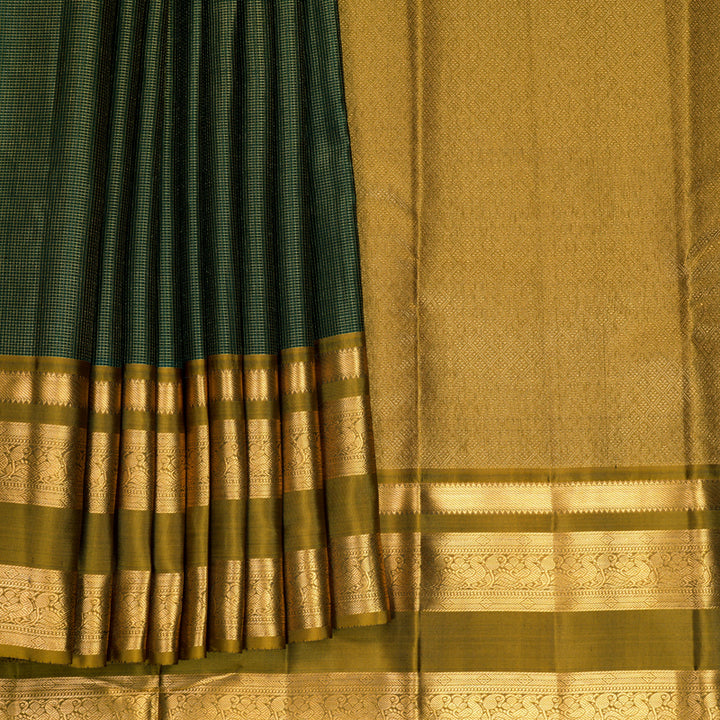 Hayagrivas Handloom Bottle Green Kanjivaram Silk Saree with Olive Green Border KBF835H21-2