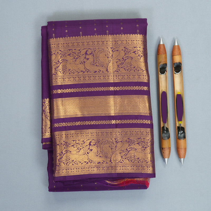 Hayagrivas Handloom Purple Kanjivaram Silk Saree KBF835H3-3