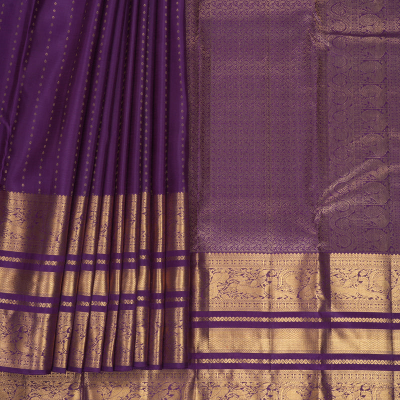 Hayagrivas Handloom Purple Kanjivaram Silk Saree KBF835H3-3