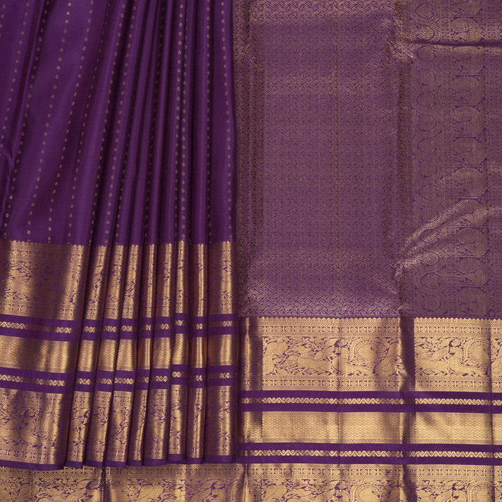 Hayagrivas Handloom Purple Kanjivaram Silk Saree KBF835H3-3