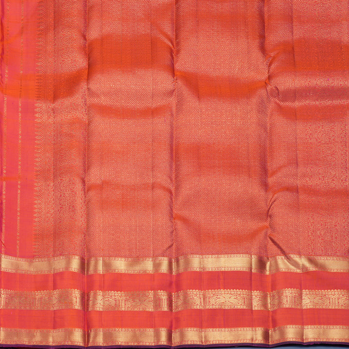Hayagrivas Handloom Orangish-Pink Kanjivaram Silk Saree KBF835H3-4