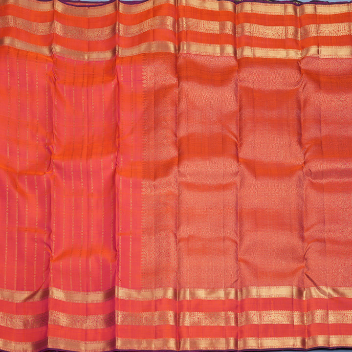 Hayagrivas Handloom Orangish-Pink Kanjivaram Silk Saree KBF835H3-4