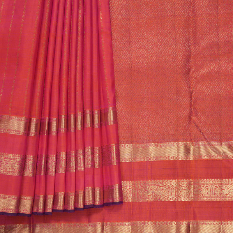 Hayagrivas Handloom Orangish-Pink Kanjivaram Silk Saree KBF835H3-4