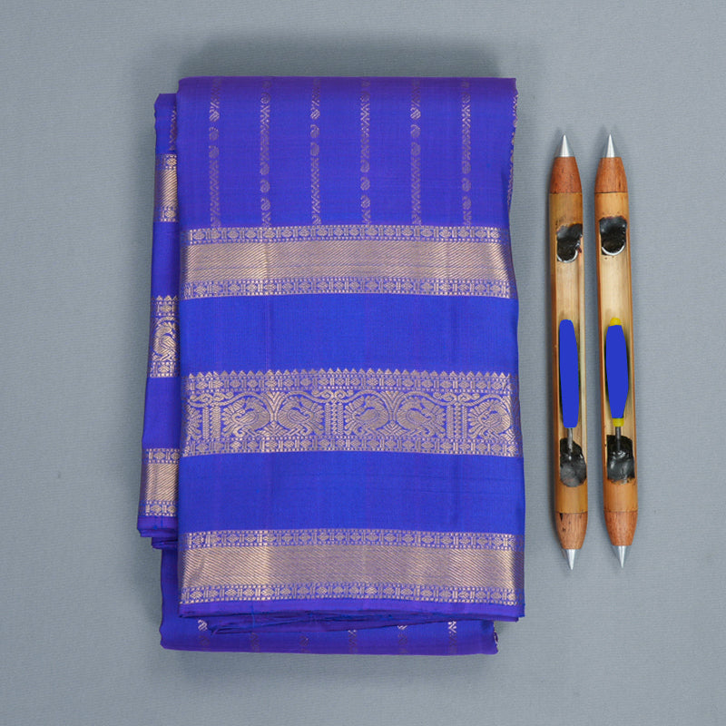 Hayagrivas Handloom MS Blue Kanjivaram Silk Saree KBF835H3-5