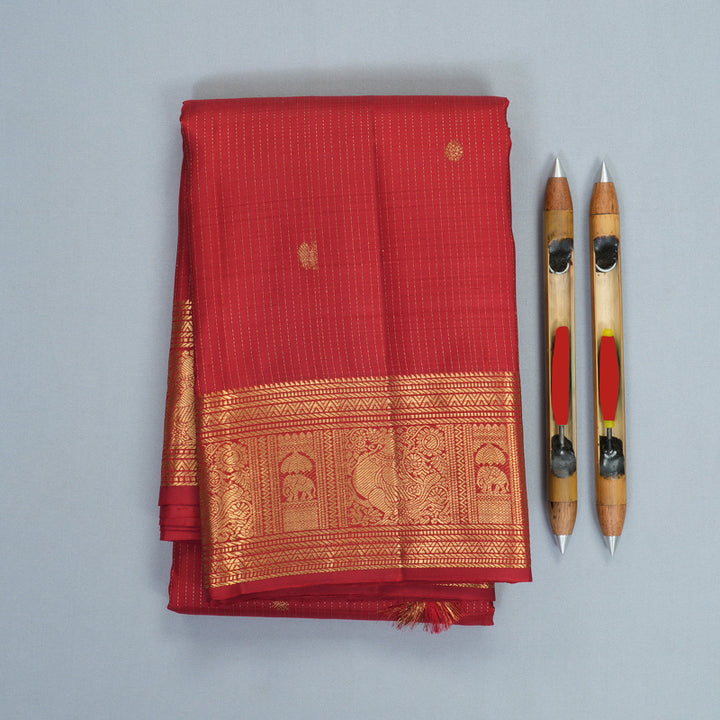 Hayagrivas Handloom Red Kanjivaram Silk Saree KBF835H4-2