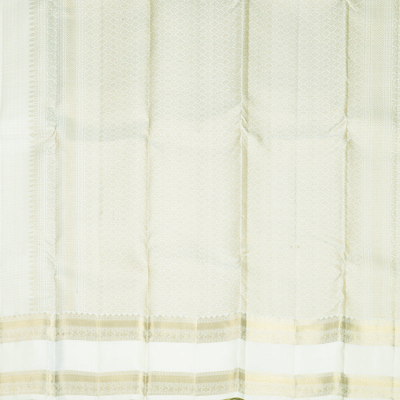 Hayagrivas Handloom Half-White Kanjivaram Silk Saree KBF835H6-2