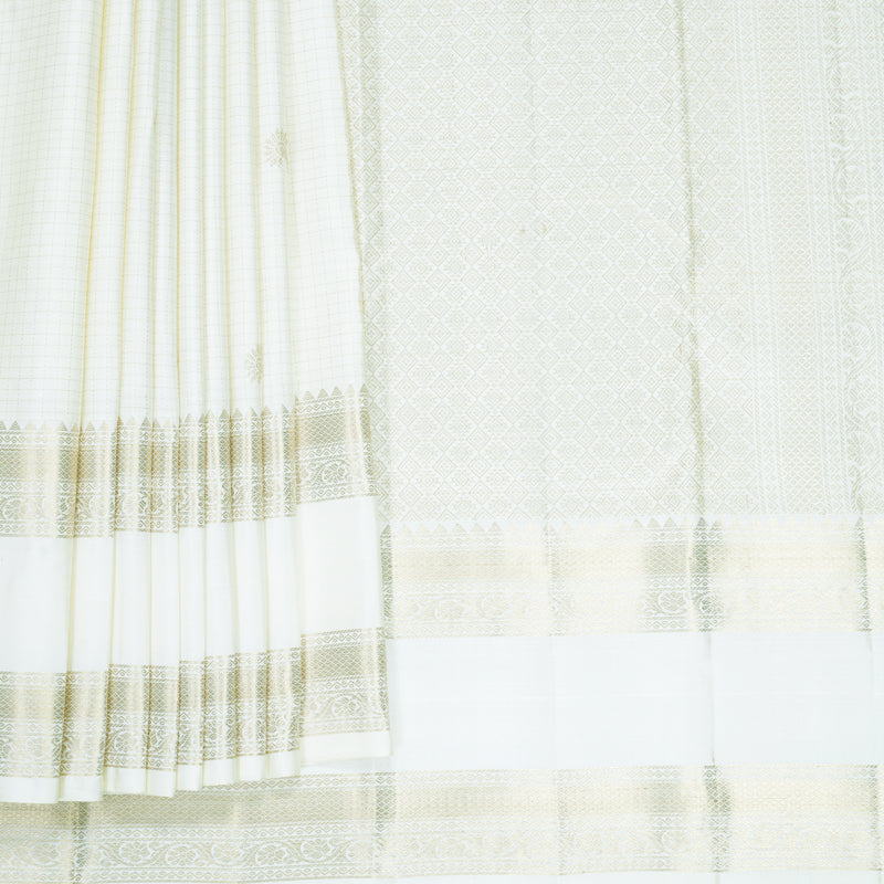Hayagrivas Handloom Half-White Kanjivaram Silk Saree KBF835H6-2