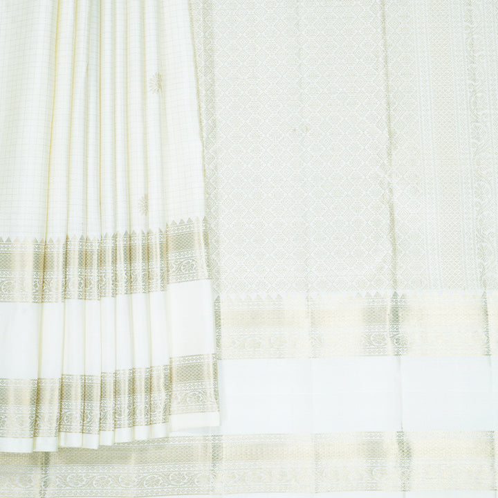 Hayagrivas Handloom Half-White Kanjivaram Silk Saree KBF835H6-2