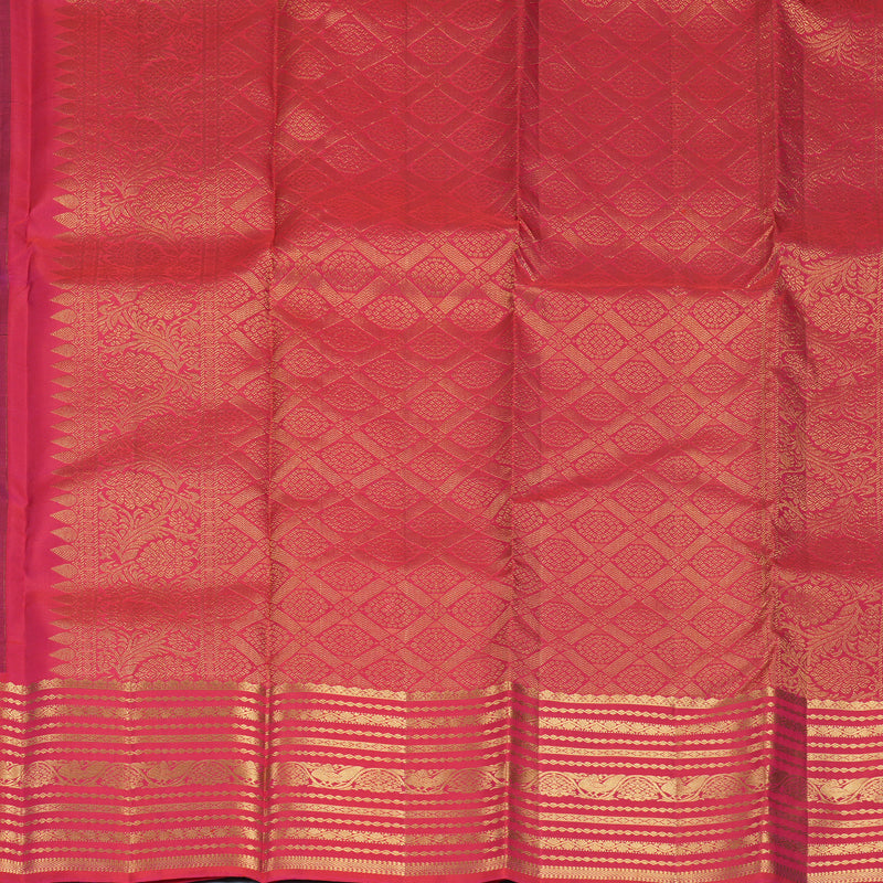 Hayagrivas Handloom Wine Purple Kanjivaram Silk Saree with Pink Border KBF835H7-1