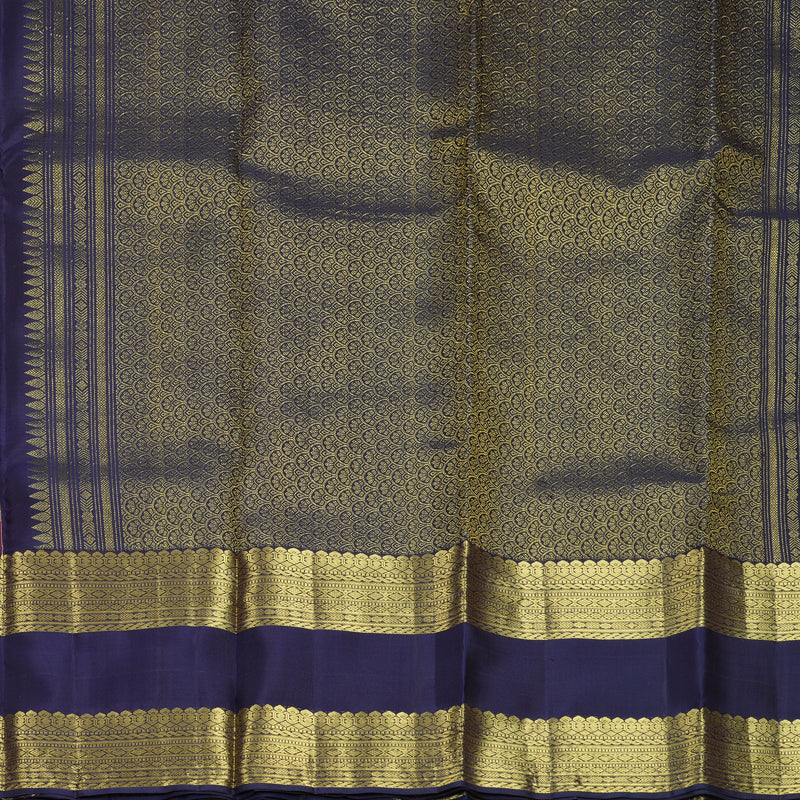 Hayagrivas Handloom Vadamalli Purple Kanjivaram Silk Saree with Midnight Blue Border KBF835H7-2