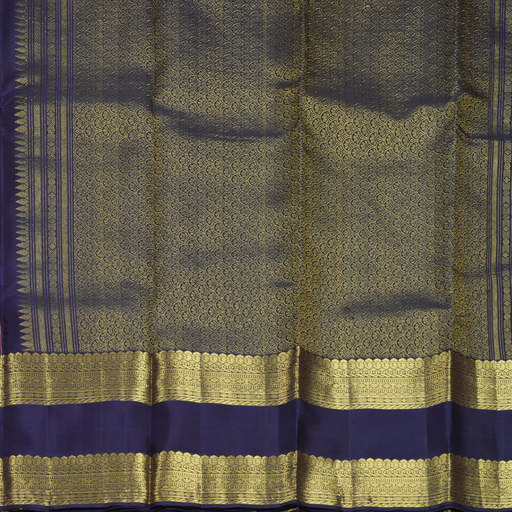 Hayagrivas Handloom Vadamalli Purple Kanjivaram Silk Saree with Midnight Blue Border KBF835H7-2