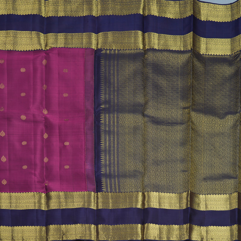 Hayagrivas Handloom Vadamalli Purple Kanjivaram Silk Saree with Midnight Blue Border KBF835H7-2