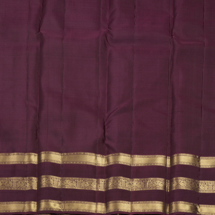 Hayagrivas Handloom Brinjal Purple Kanjivaram Silk Saree with Coffee Brown Border KBF835H7-3