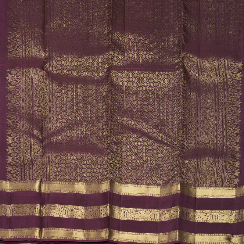 Hayagrivas Handloom Brinjal Purple Kanjivaram Silk Saree with Coffee Brown Border KBF835H7-3