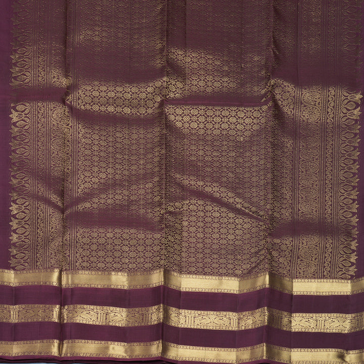 Hayagrivas Handloom Brinjal Purple Kanjivaram Silk Saree with Coffee Brown Border KBF835H7-3