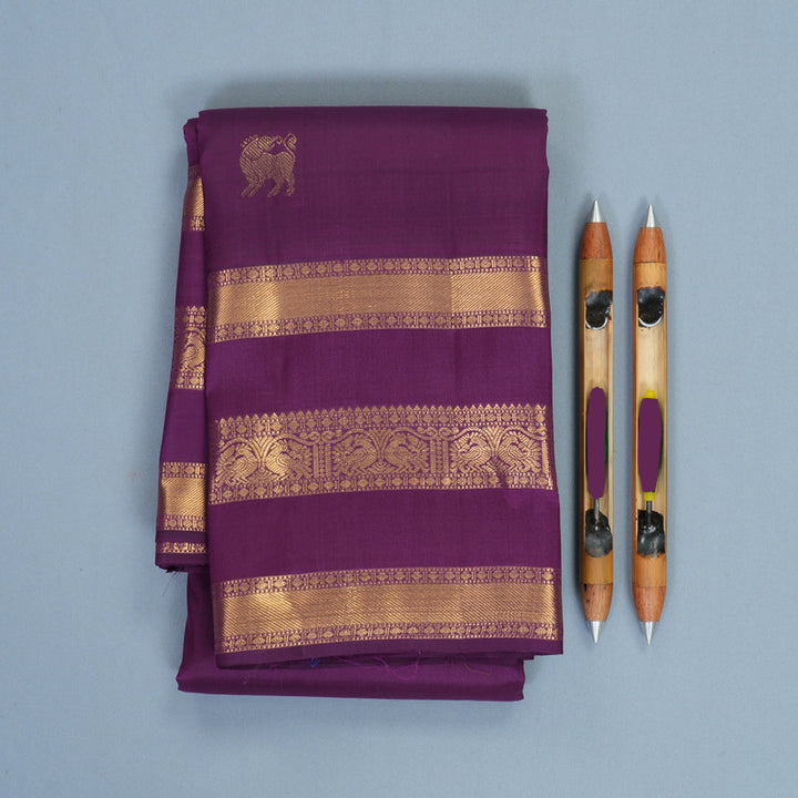 Hayagrivas Handloom Brinjal Purple Kanjivaram Silk Saree KBF835H7-4