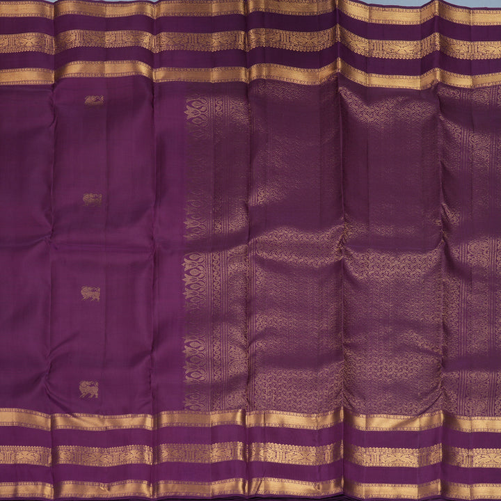 Hayagrivas Handloom Brinjal Purple Kanjivaram Silk Saree KBF835H7-4