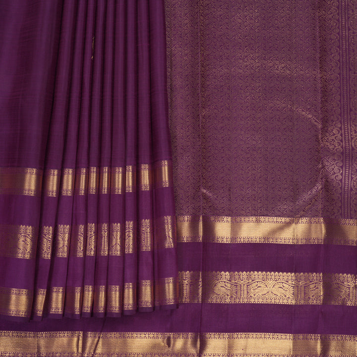 Hayagrivas Handloom Brinjal Purple Kanjivaram Silk Saree KBF835H7-4