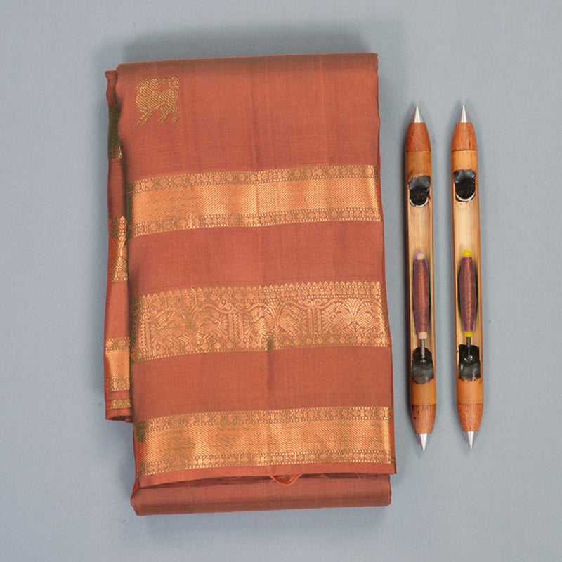 Hayagrivas Handloom Carrot Orange Kanjivaram Silk Saree KBF835H7-5