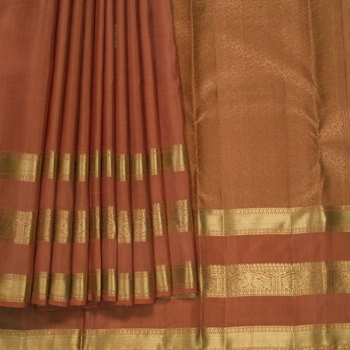 Hayagrivas Handloom Carrot Orange Kanjivaram Silk Saree KBF835H7-5