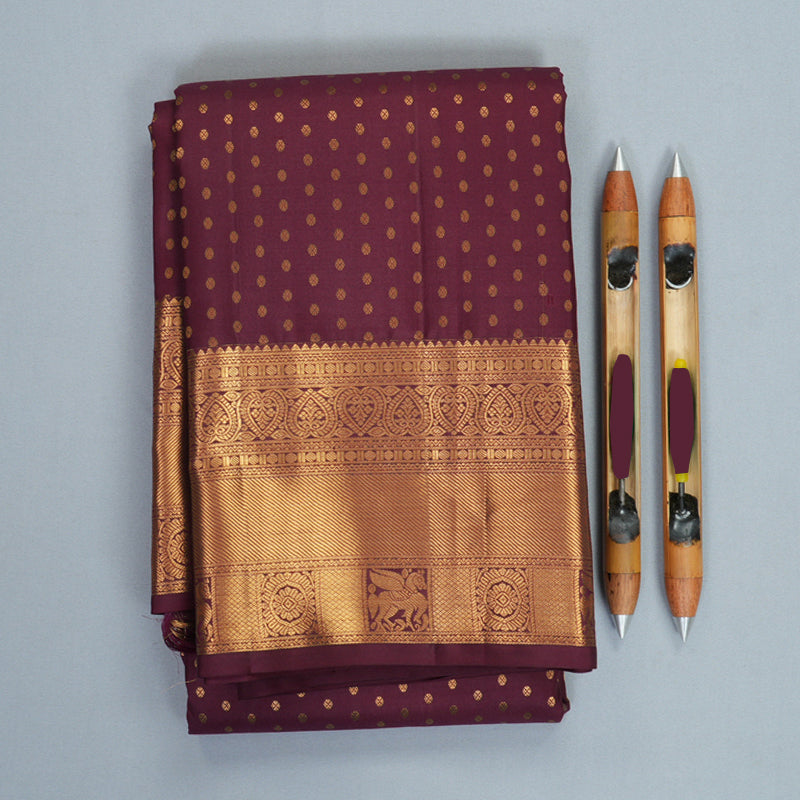 Hayagrivas Handloom Burgundy Kanjivaram Silk Saree KBF835H9-4