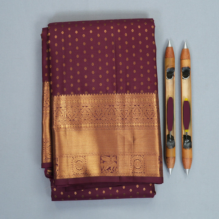 Hayagrivas Handloom Burgundy Kanjivaram Silk Saree KBF835H9-4